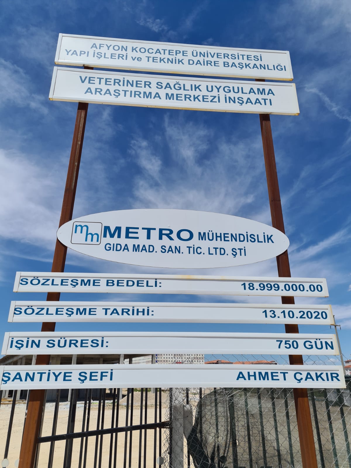 AKÜ VETERİNER SAĞLIK UYGULAMA VE ARAŞTIRMA MERKEZİ İNŞAATI İŞİ
